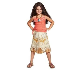 Disney Moana Costume Dress Girls Orange Dress Up Halloween NEW